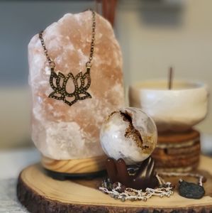 Brassy Boho Lotus Necklace